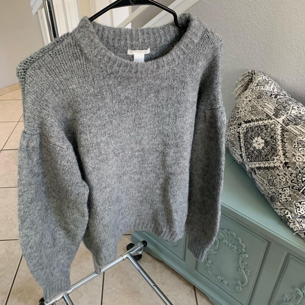 Balloon sleeve wool blend sweater